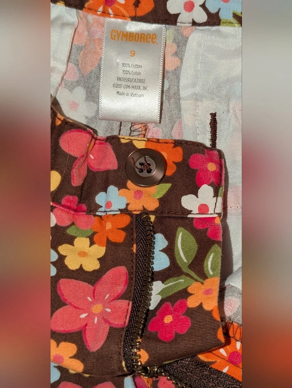 Gymboree Shorts Aloha Sunshine Floral Chino Adjustable Waist Girl's Sz 9